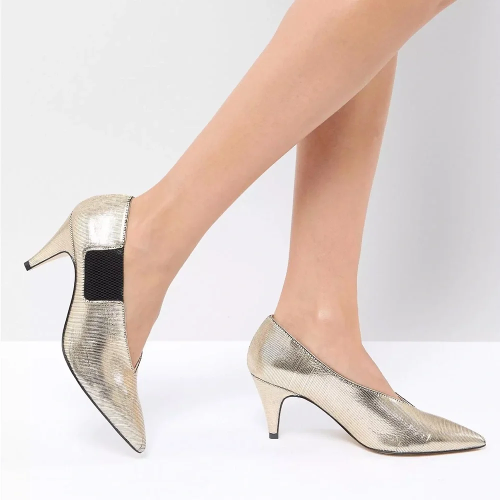 Free People Florence Pumps | Gold & Black | Women’s 38 - Picture 2 of 7